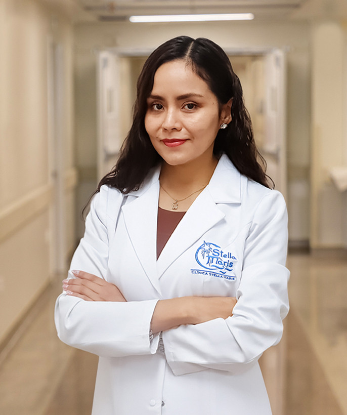 Ilustración genérica de una médica de Clínica Stella Maris asociada al perfil de la Dra. Karen Miluska Astuñague Gonzales, otorrinolaringóloga.